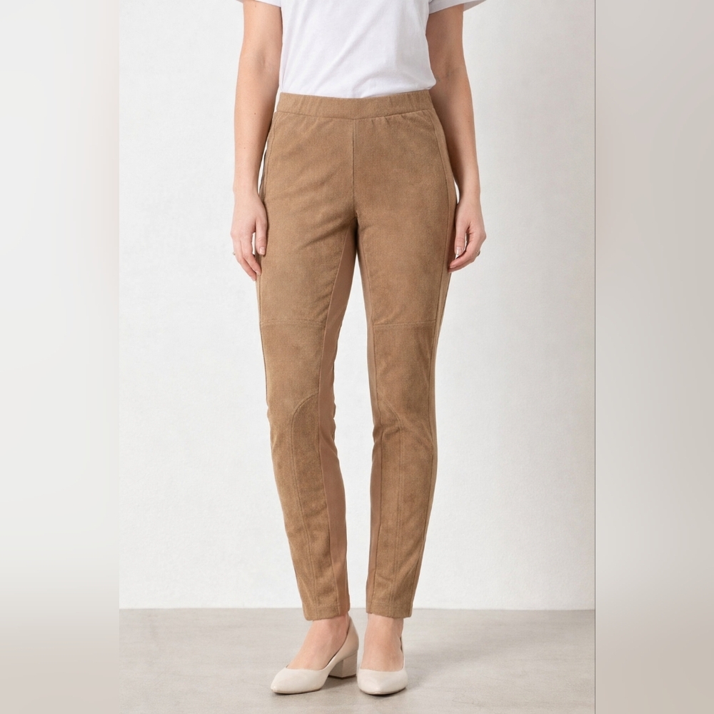 Tyler Madison Brown Suede Pull-On Pants Size Large Luxe Stretch